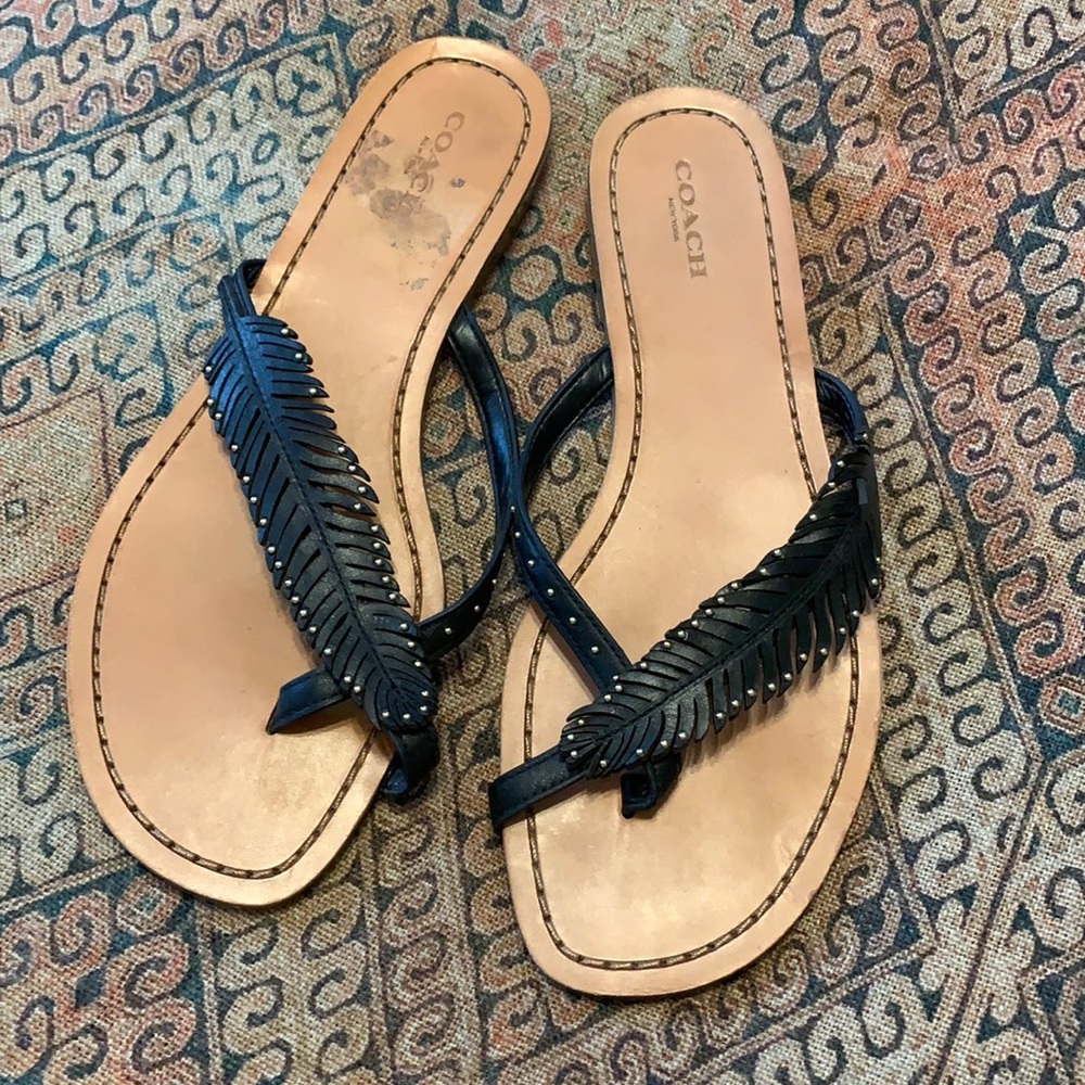Coach leather flip flop